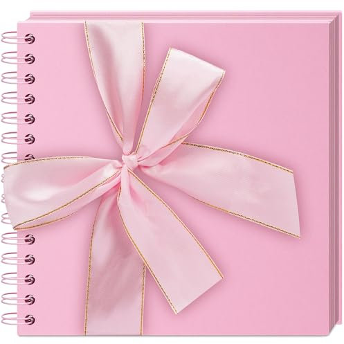 Vienrose Scrapbook Fotoalbum zum Selbstgestalten und Einkleben mit 40 Seiten, Hardcover Kraftpapier, DIY Scrapbook für Hochzeit, Geburtstag, 20,5 x 20,5 cm, Rosa