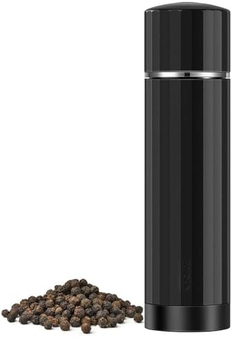 HOTQILIN Heavy Duty Metal Pepper Grinder, Manual Pepper Grinder with Adjustable Coarseness, Pepper Mill with Magnetic Powder Chamber, Refillable Pepper Mill for Spices, High Output I