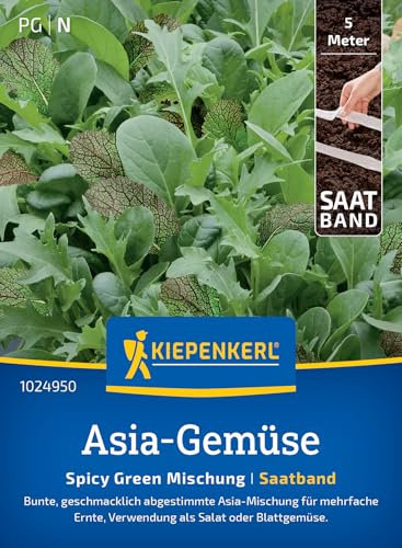 Kiepenkerl Asia-Salatsamen Spicy Green Mischung 1024950 - Bunte, geschmackliche abgestimmte Asia-Mischung für eine Wuchshöhe von 10 bis 20 cm - Saatgut, Pflanzen