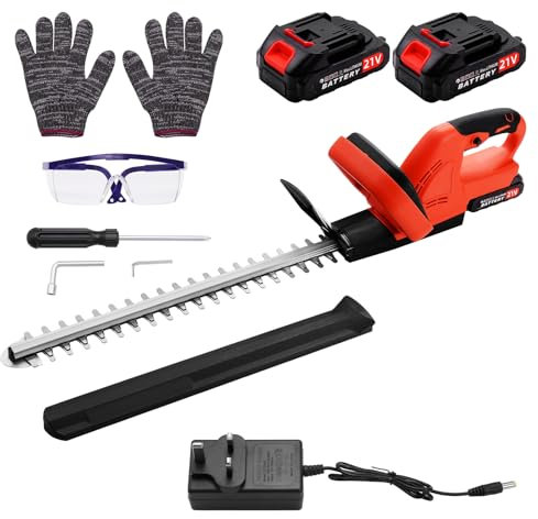 Cordless Hedge Trimmer Lightweight Hedge Cutters, 21V Electric Hedge Trimmer with 2 Batteries & Charger, 51cm Cutting Blade, Battery Hedge Trimmers for Trimming Hedges, Shrubs, Border Plants