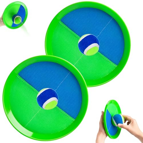Balle Raquette Scratch Jeux Jeu Exterieur Enfant Lancer Catch Ball Jouet Lancer et Attraper Jeu de Balle Raquette De Plage 2 Pagaies de Balle à Attraper Velcro Cadeau