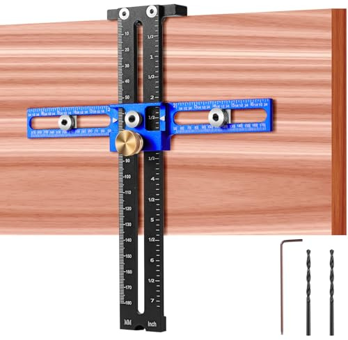 Poiyham Cabinet Hardware Handle Jig, Adjustable Cabinet Hole Drilling Template Tool for Knobs,Handles and Pulls, Aluminum Alloy Door Knob Drawer Pull Jig, Precise Drill Guide for Punch Locator