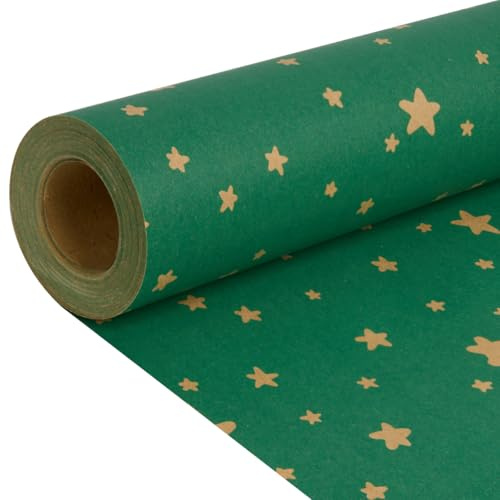 Rollo de papel de regalo, 15 x 43 cm, papel kraft reciclable para cumpleaños, boda, decoración de fiestas de Navidad (verde)