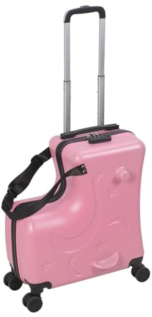 tinysiry 50 cm handbagage för barn, barnbagage med säkerhetsbälte, spinner-hjul, PC hårt skal småbarn resväska, lätt rullande kabin resväska stor kapacitet barnvagn, Rosa, M