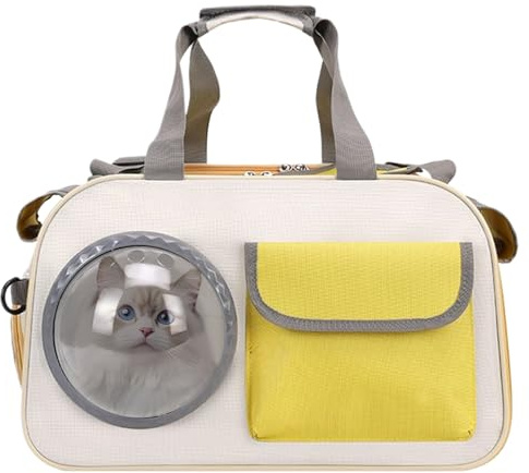 Caja de transporte para gatos, con ventana de burbujas para gatos, portátil, para aventuras, viajes, coche, moto, clínica, camping