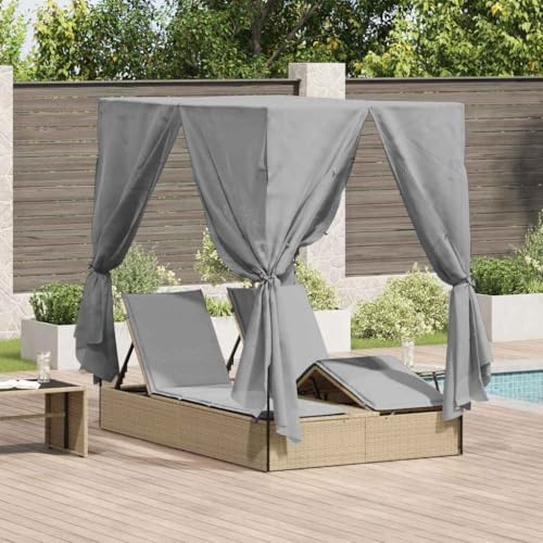 Générique Transat Double avec Toit Beige 205 x 129 x 200 cm Rattan PE,Meubles,Mobilier de Jardin,Lits d'extérieur,Beige,44 KG,3376130