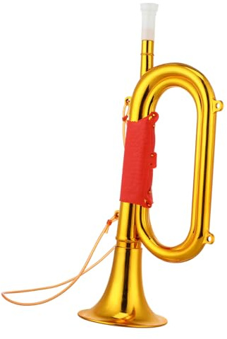 BESPORTBLE Corneta de Plástico Dorada para Niños, Instrumento Musical Divertido Forma Tradicional Adecuado para Juegos de rol y Fiestas Infantiles
