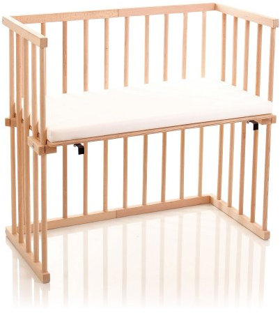 Dreamgood Beistellbett Buche inkl. Matratze Prime, Weiß