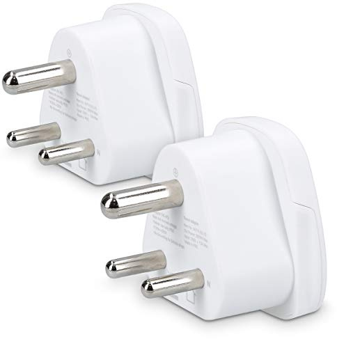 kwmobile 2x adattatore da viaggio India Type D - Adapter universale presa Tipo D per Sri Lanka Nepal Buthan Emirati Arabi - bianco