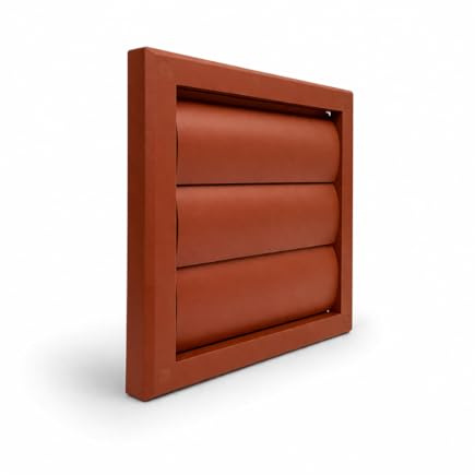 Fantronix Terracotta Gravity Shutter Vent – 100 mm (4”) Rear Spigot, 155 x 155 mm External Wall Vent Cover for Bathroom & Kitchen Extractor Fans