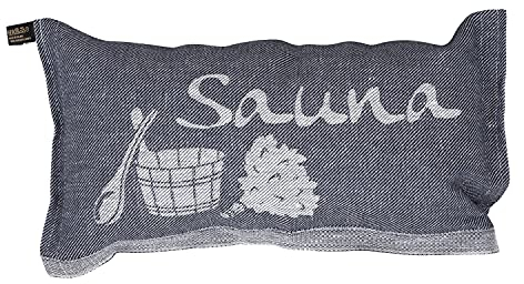 Jokipiin Pellava Jokipiin 1 Saunakissen Lieblings-Reisekissen Design: Sauna Abmessungen: 40 x 22 cm, Leinen/Baumwolle ungiftig – Kotex 100 Hergestellt in Finnland Dunkelblau/Weiß