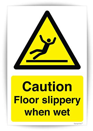 Pack of 1 Caution Wet Floor Sign Self Adhesive (150 x 100 mm) Waterproof Wet Floor Signs for Restrooms Packwith®