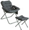 SoBuy OGS55-HG Fauteuil de Jardin Chaise Longue Pliable et Repose-Pieds avec Coussins Rembourrés Fauteuil de Relaxation avec Tabouret et Poche latérale- Gris