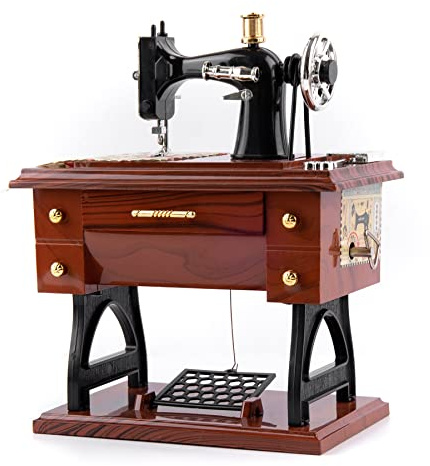 Framendino, Vintage Sewing Machine Jewelry Clockwork Music Boxes for Home Desk Decoration