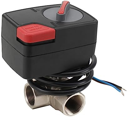 TABODD 3 Wege Umschaltventil Zonenventil Kugelventile, DN20 G3/4 Zoll AC 230V Motorisierter Kugelhahn Elektrischer Aktuator Motor mit Manueller Schalterfunktion für Flusssteuerung