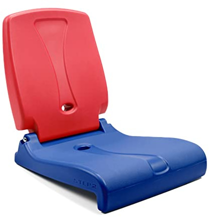 Step2 Folding Flip Seat, Lightweight Portable Outdoor Chair for Poolside, Camping, Beach, Boats, Tailgates, Durable Ground Chair with Back Support for Adults, Red & Blue