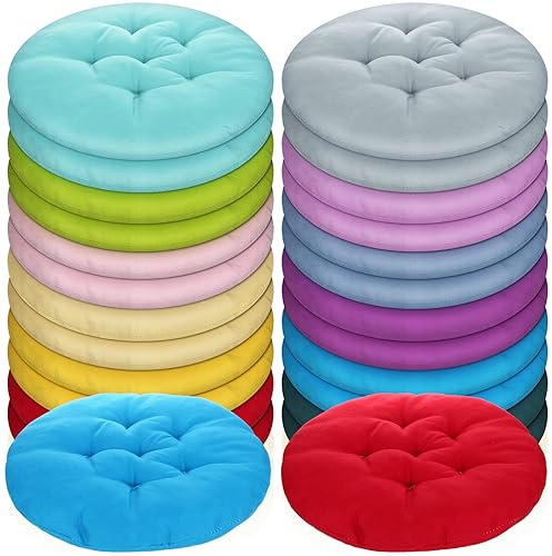 Tinideya 24 Pcs Round Floor Cushions Floor Pillows Meditation Seat Pillows Flexible Seating for Adults Kids, Chair Cushions for Classroom, Nursery, Living Room, Yoga(Medium 15.7 Inch,Multi Color)