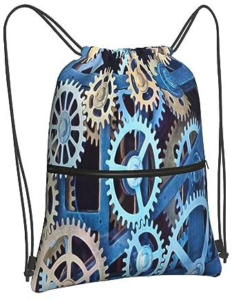 ASEELO Sac de sport avec cordon de serrage, sac de sport, bouteille de vin, liège, raisin, fermeture éclair, sac à dos étanche pour plage, piscine, poche pour homme et femme, Mécanisme d'horloge,