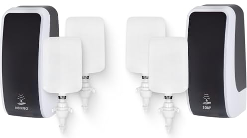 Blanc HYGIENIC KOMPLETT-Set HANDHYGIENE Sensor: Desinfektionsspender Sensor + 2 Kartuschen & Schaumseifenspender Sensor + 2 Kartuschen Farbe Schwarz/Weiß