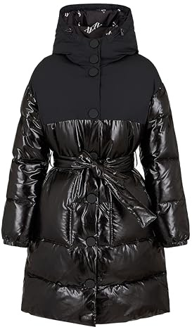 Armani Exchange Women's The Notorius Frank, Sustainable, Crinkle Nylon Insert Caban Coat, black, S