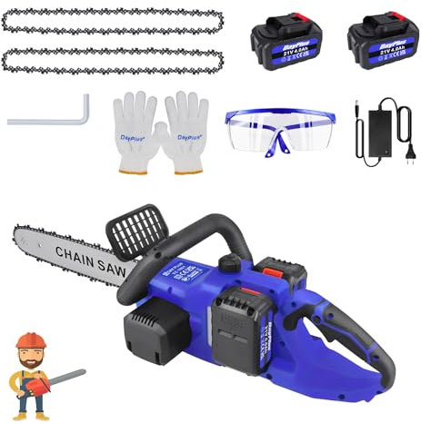 Tronçonneuse à Batteriee 16 Pouces avec 2 Batteries et Chargeur, Scie à Chaîne Sans Fil Brushless, Scie à Élaguer de Jardin Auto-Oiler