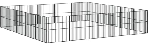 vidaXL Hundhage 20 paneler svart galvaniserat stål, hundhus, hund koja, utomhuskennel, hund hus, hund kojor, utomhuskennlar, hundgård, hundgårdar