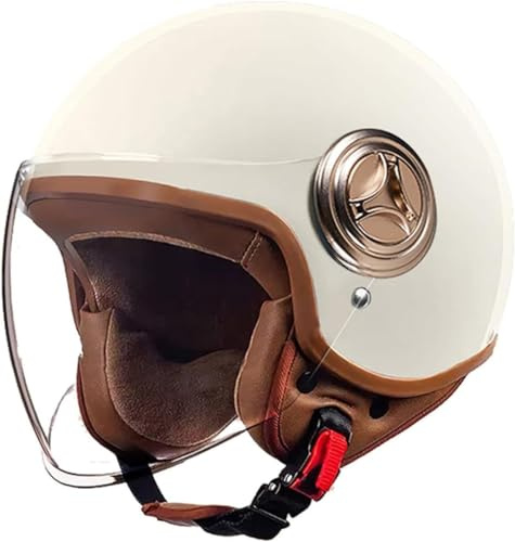 Demi-Casque Ouvert Brain – Casquette Jet Casque Dot/ECE Rétro Casque de Moto Cruiser Chopper Scooter Crash Jet Demi-Coque Casque pour Homme Femme