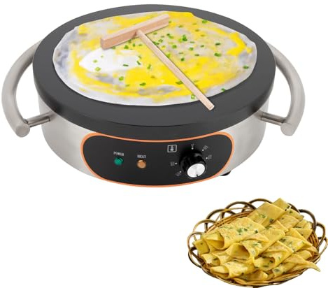 WUSILILU 16 inch Professional Crepe Maker, 1500W Non-stick Stainless Steel Electric Griddle Adjustable Temperature Pancake Maker for Making Various Flavors of Crepe, Pancake, Tortillas, Steak, Bacon