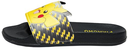 Pokemon Schuhe Kinder | Pikachu Badeschlappen Jungen | Badesandalen Jungen | Schwarz 28