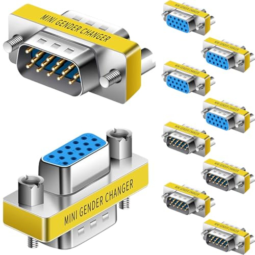 DAOKAI Adaptateur Coupleur VGA,Connecteur VGA SVGA 15 Pin Femelle vers Femelle+Mâle vers Mâle Mini Adaptateur Changeur de Genre Prolongateur de Câble pour Projecteur Ordinateur HD DVD-5set