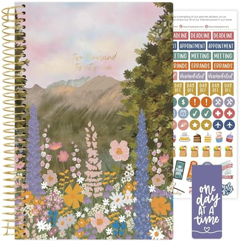 bloom daily planners 2026 Planner (January - December) Calendar Year Organizer - 5.5” x 8.25” - Weekly & Monthly Agenda Book with Stickers & Bookmark - Wildflower Mountainside