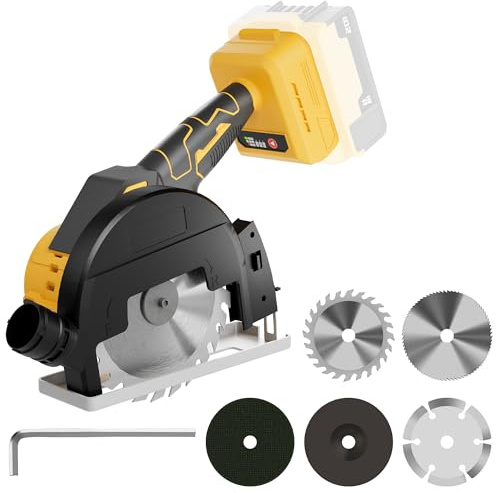 Cotchen Mini Circular Saw Cordless Compatible with DeWalt 20V Battery, Brushless Compact Circular Saw with 5 Blades 4, Max Cutting Depth 1-2/11'' for Wood, Soft Metal, Tile, Plastic(No Battery)