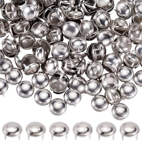 GORGECRAFT 200 Clou Rond en Forme de Dôme Tête de Clou en Métal Argenté et Laiton 12mm Perles à Griffes Clous Pointus Rivets pour Maroquinerie Matériel Sac à Main Vêtements Ceinture Sac Chaussures