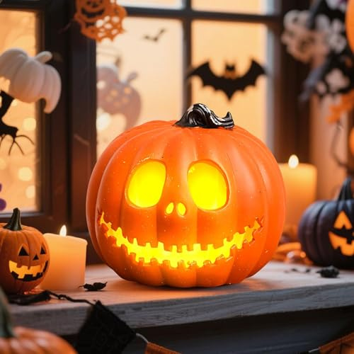 Led Halloween Decoration Citrouille Lumineuse, Decoration Automne Pumpkin, Lanterne 20 X 24cm Citrouille De DéCoration,Pour ExtéRieur/Interieur Automne Et Deco Halloween,CréEr Une Ambiance Festive (A)