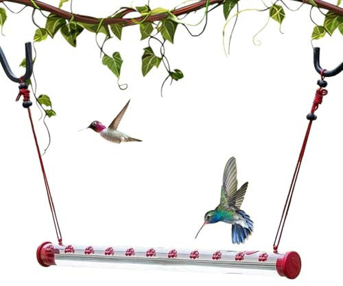 Derwrtup Distributeur de nourriture pour oiseaux sauvages pour l'extérieur - Abreuvoir pour colibri rouge pour jardin, terrasse, arbre, balcon, extérieur