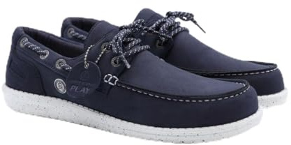 Serge Blanco Zapatos Barco Socoa en Nubuck - Zapatos Hombre Casual, azul marino, 45 EU