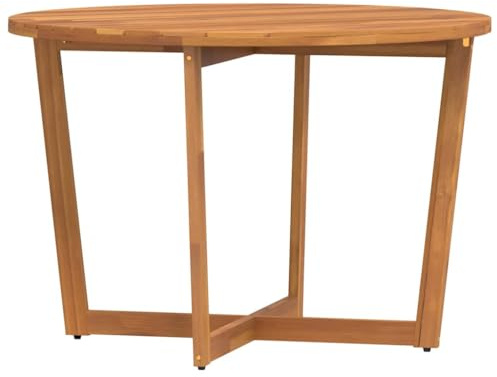 KGHFDVB Runder Garten-Esstisch aus massivem Akazienholz, Ø110 x 75 cm, mit Lamellentischplatte und Kreuzbeinfuß für Stabilität, ideal für Terrasse, Garten und Balkon