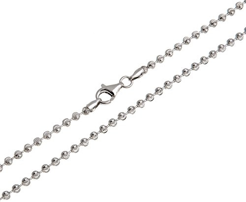 3mm Kugelkette, geschliffen- echt 925 Silber, Länge 55cm