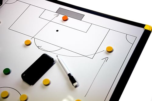 POWERSHOT Taktiktafel Fußball - 3 Verschiedene Größen zur Auswahl - Taktiboard Inkl. Magnete und Filzstift mit Schwamm (90 x 60 cm)