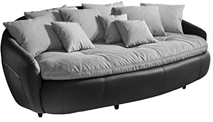 Mivano Megasofa Aruba / Großes Big Sofa mit Kissen / 238 x 80 x 140 / Materialmix Schwarz-Grau
