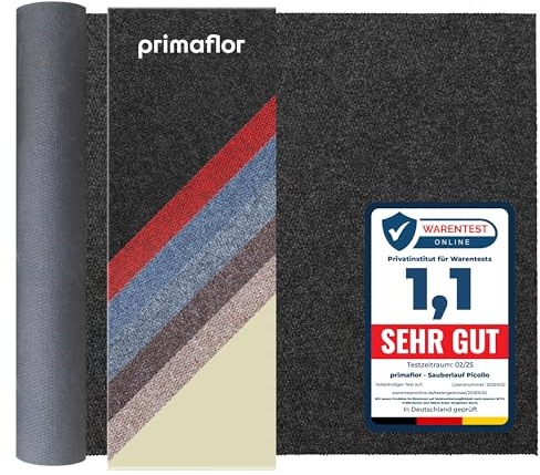 Primaflor Sauberlauf PICOLLO Anthrazit 1,00m x 2,50m, Rutschfester Schmutzfangläufer Meterware, Robuster Küchenläufer nach Maß, Zuschneidbarer Teppichläufer, Eingangsmatte für Flur und Windfang
