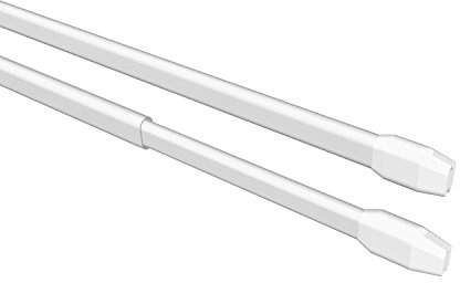 Flairdeco Vitragestangen mit Schraubhaken, Scheibenstangen oval, Metall-Kunststoff, Weiß, ausziehbar 40-60 cm, 2 Stück