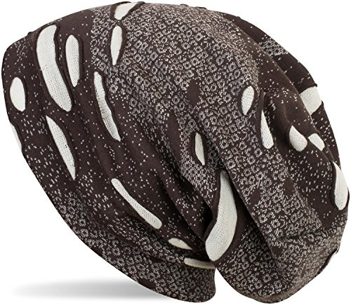 styleBREAKER Unisex Beanie i vintage-stil med destroyed-look,DunkelBrun