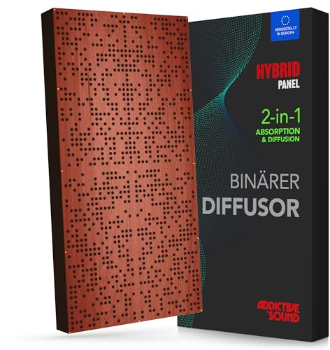 Addictive Sound Binärer Diffusor Hybrid Akustikpanel 120x60 cm, Mahogany