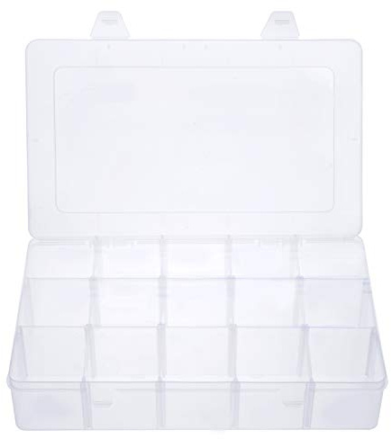 Gospire 15 Large Grids Clear Plastic Jewelry Box Organizer Storage Container with Removable Dividers (15 Grids - Clear)