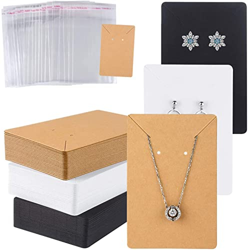 Heatigo Earring Display Cards with Self-Seal Bags - Necklace Display Cards, DIY Jewelry Tags