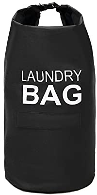 IHOMAGIC 71L Cesto Ropa Sucia Plegable de Hombro Ajustables - Bolsa de Lavandería con Mochila para Colgar en el Bolsillo, Bolsa para Colgar Ropa Sucia para Armario, Detrás de Las Puertas (Negro)