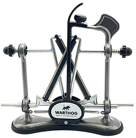 Warthog V-Sharp A4 Knife Sharpener, Ideal for Home Cooks, Fishermen, Hunters, Diamond Rods, Adjustable Angles, Metal Frame