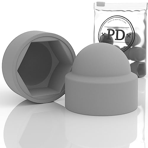 PD® Sexkantiga skyddskåpor M10 (nyckelbredd 17) – kåpor för skruvar grå av plast – hållbara täckkåpor för muttrar och skruvhuvud – skruvskydd grå – 50 stycken