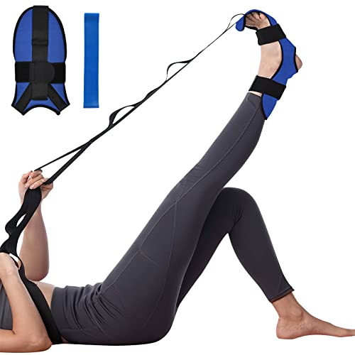 flintronic Yoga Stretching Strap, Stretcher Yoga Belt with 7 Loops, Leg Stretcher for Exercise, Leg and Foot Stretch Assist - with TPE Tension Straps (Blue)